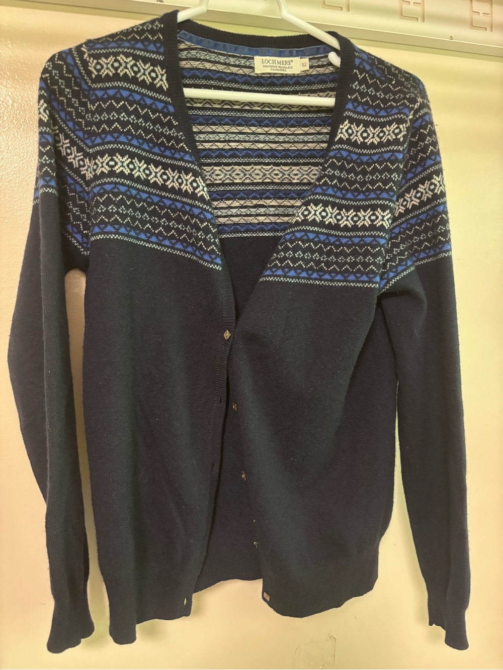 Lochmere Navy Fair Isle Button-Front Cardigan
